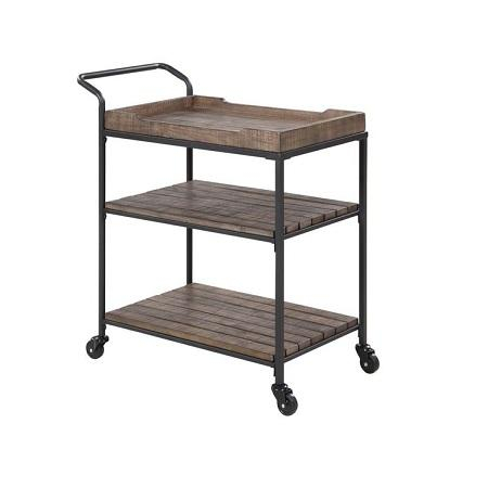 3-Tier Service Cart with Wheels & Handle Removable Tray Storage Rack for Living Room Kitchen