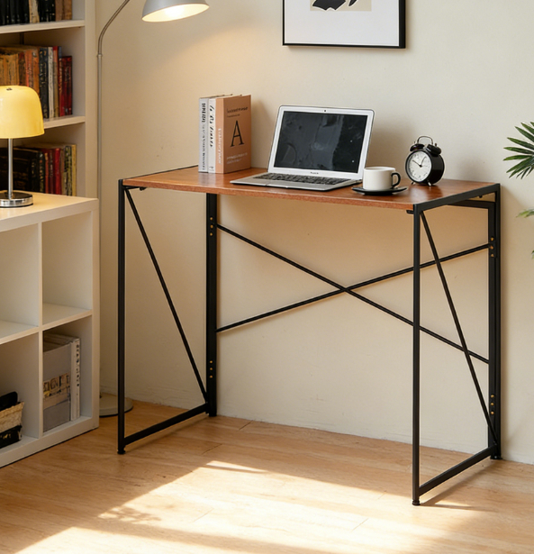 Modern Simple Computer Desk with Storage Shelves Study Writing Desk for Home Office