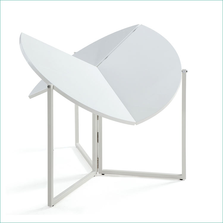Luxury Smart Round Wooden Coffee Table Portable Folding White Storage Dining Table