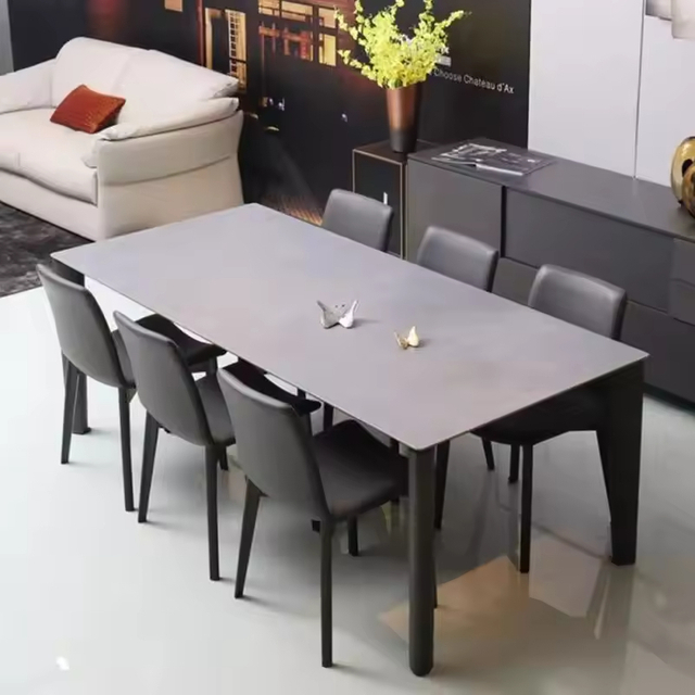 Hot Selling White Square Wooden Leg MDF Top Rectangular Dining Table