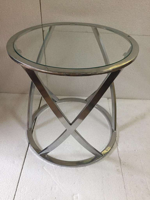 Modern Stylish Round Shatterproof Glass Table Durable Metal Base for Living Room Lounge Meeting Space