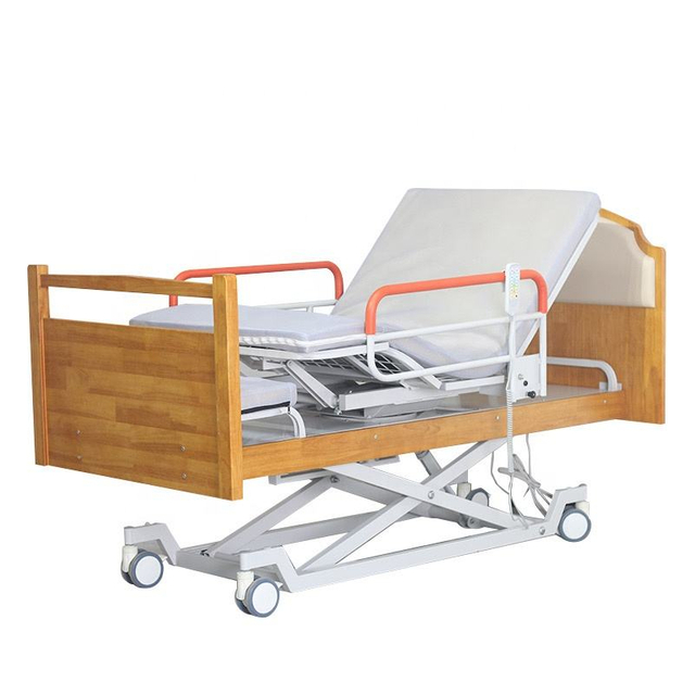 Wooden Electric Rotating Nursing Bed Wide Multi-Function Smart Adjustable Bed for Elderly Nursing Home