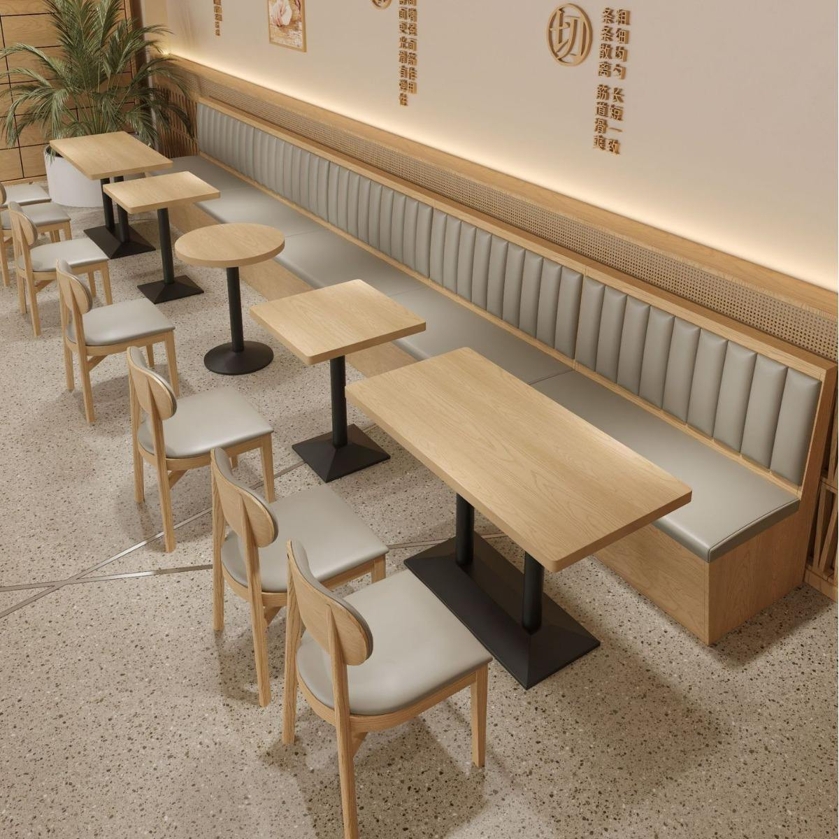Modern Solid Wood Dining Table Chair Bench Set For Cafe Villa School 分享