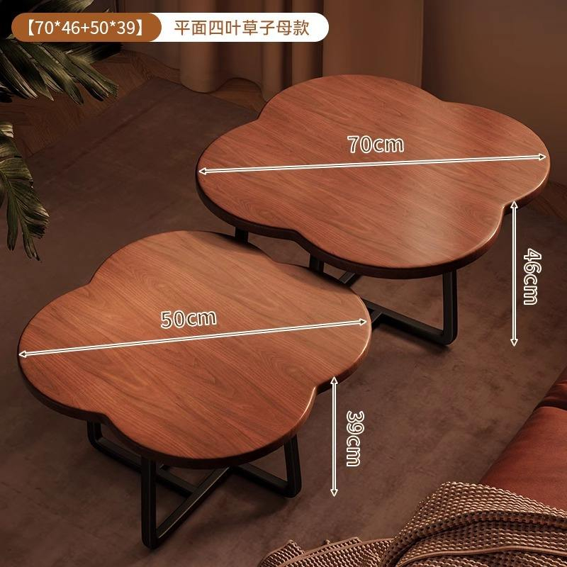 Creative Nesting Coffee Table Set Wooden Top Metal Base Center Table for Living Room