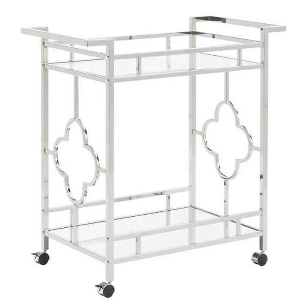 Factory Direct 2-Tier Luxury Mirror Coffee & Beverage Service Cart for Hotel Modern Removable