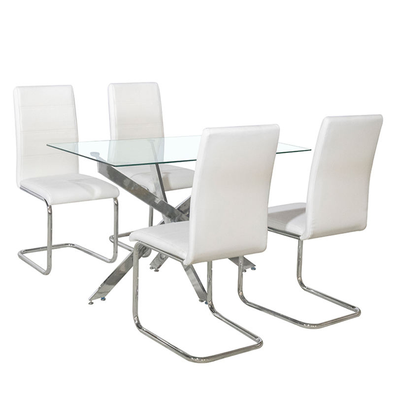 Simple Design Cheap 4 Chairs Dining Set Modern Classic 4-Seater Luxury Glass Table Set