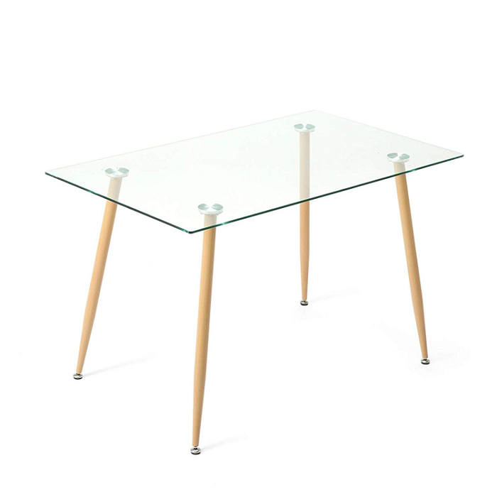 New Glass Top Dining Table with Beech Wood Legs