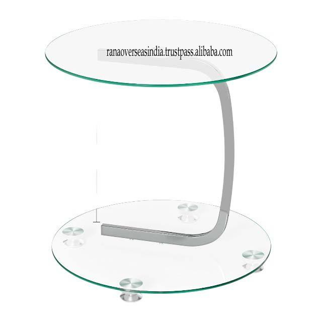 Modern Luxury Design Glass Stainless Steel Dining Table Elegant Side Table Hotel Restaurant Bedroom Office