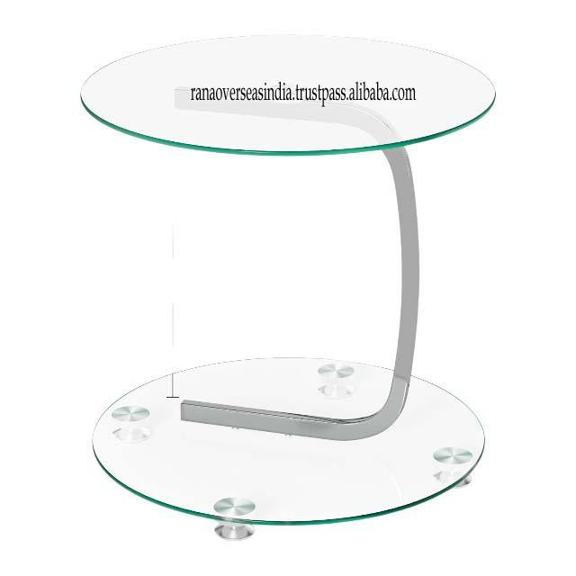 Modern Luxury Design Glass Stainless Steel Dining Table Elegant Side Table Hotel Restaurant Bedroom Office
