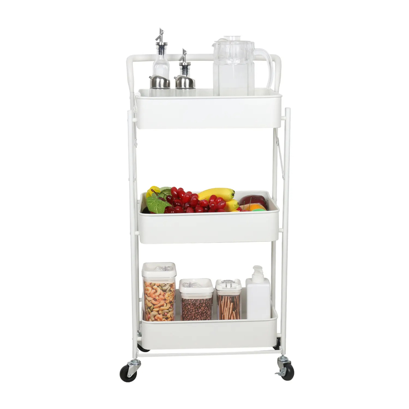 Modern 3-Tier Metal Rolling Storage Cart Stylish Utility Organizer For Kitchen