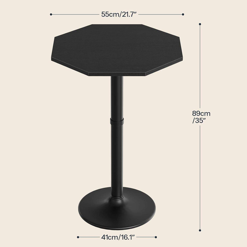 Black Modern Octagonal Bar Table Sturdy Metal Base Non-Foldable for Kitchen Living Room 分享