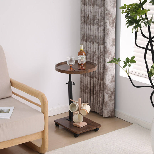 Height Adjustable Rotating Mobile Side Table Rolling Sofa Corner Coffee Table 分享