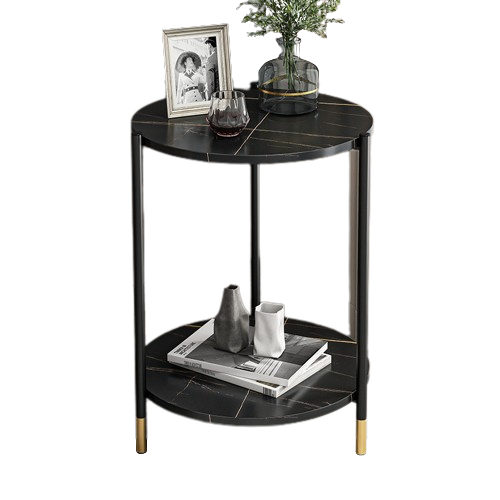 Italian Slate Side Table Minimalist Luxury Round Sofa Side Table for Living Room
