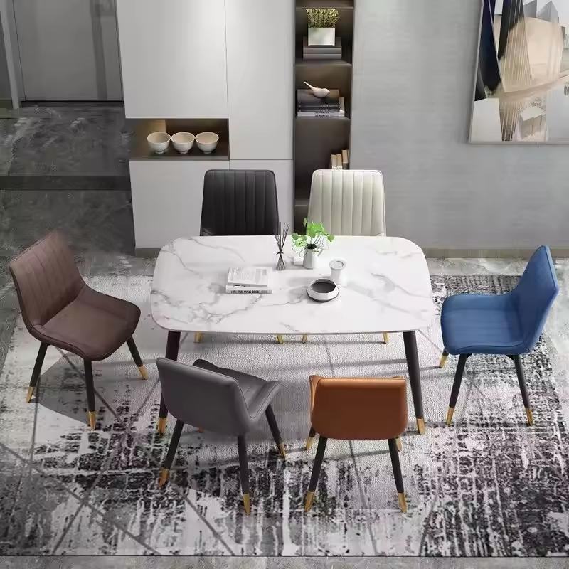 Hot Selling White Square Wooden Leg MDF Top Rectangular Dining Table