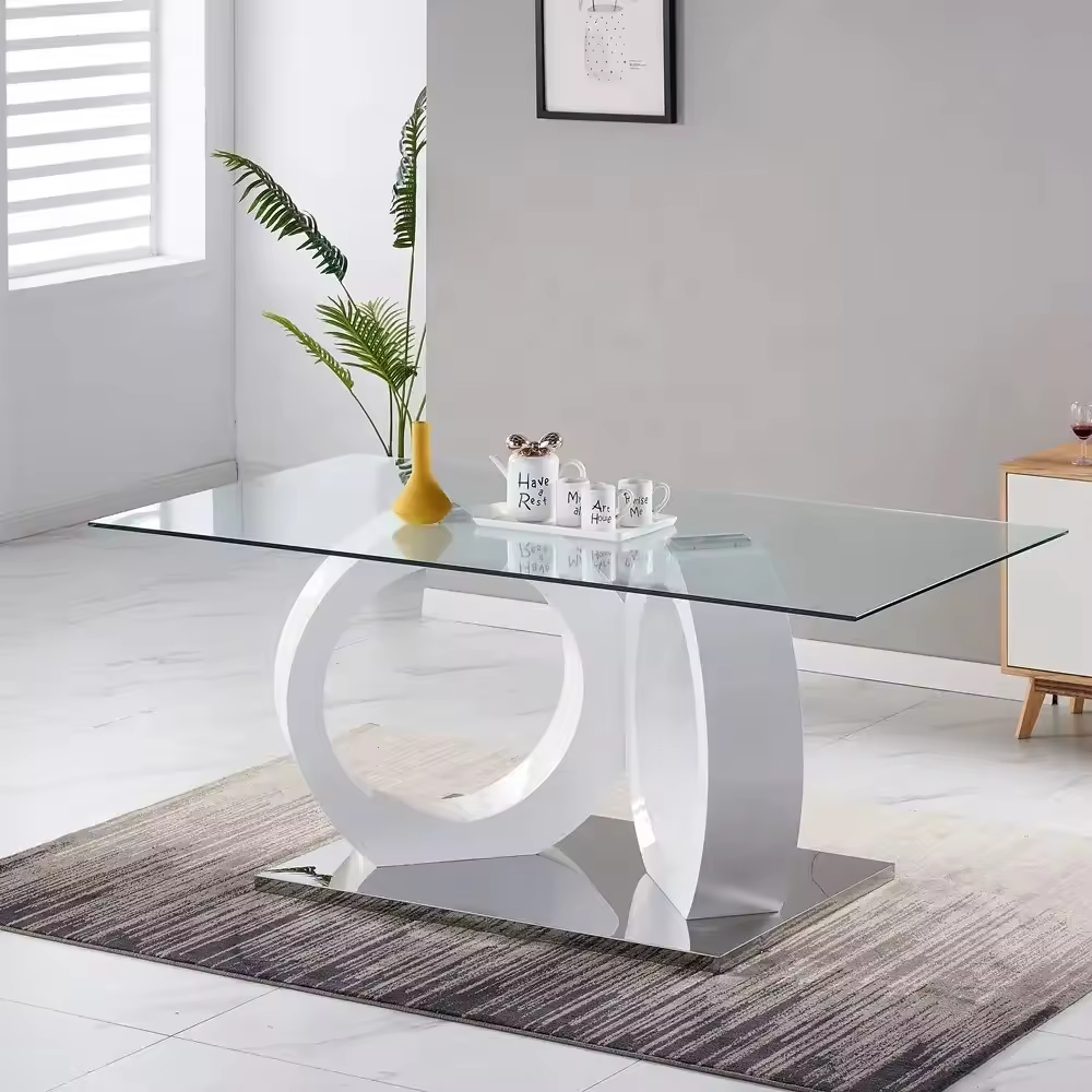 Modern Luxury Glass Dining Table Set 4 Chairs Kitchen Restaurant Furniture