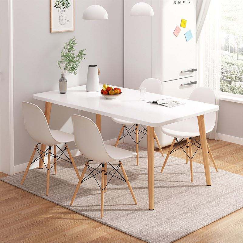 Modern Simple Black White Wooden Dining Table MDF Top Beech Legs 分享