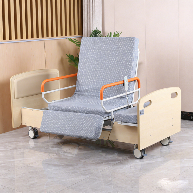 Standard Hospital Multi-Function Electric Adjustable Rotating Bed for Elderly Patients, Back & Leg Rest, Silent Casters