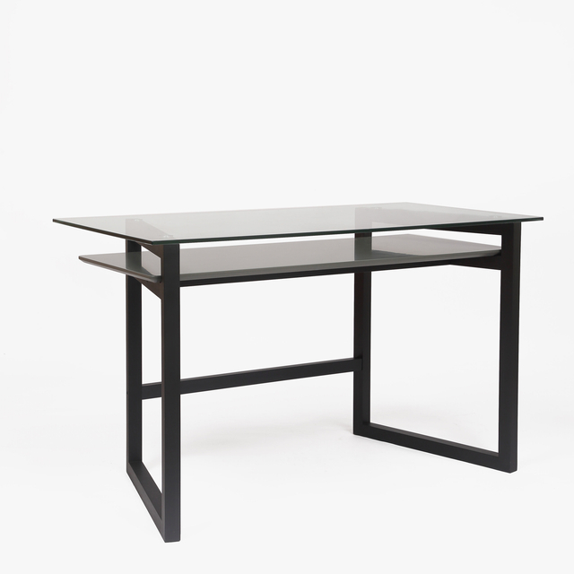 Modern Black Rectangular Desk Tempered Glass Metal Legs New Design Home Computer Table
