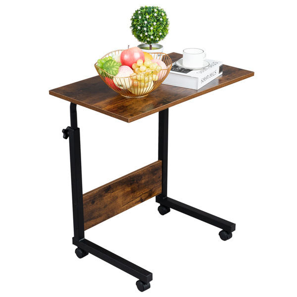 Height Adjustable Rolling Side Table 15mm Particle Board & Steel With Baffle For Office