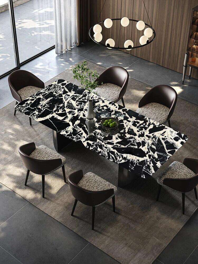Luxury Italian Style Black Marble Dining Table For Home Decor