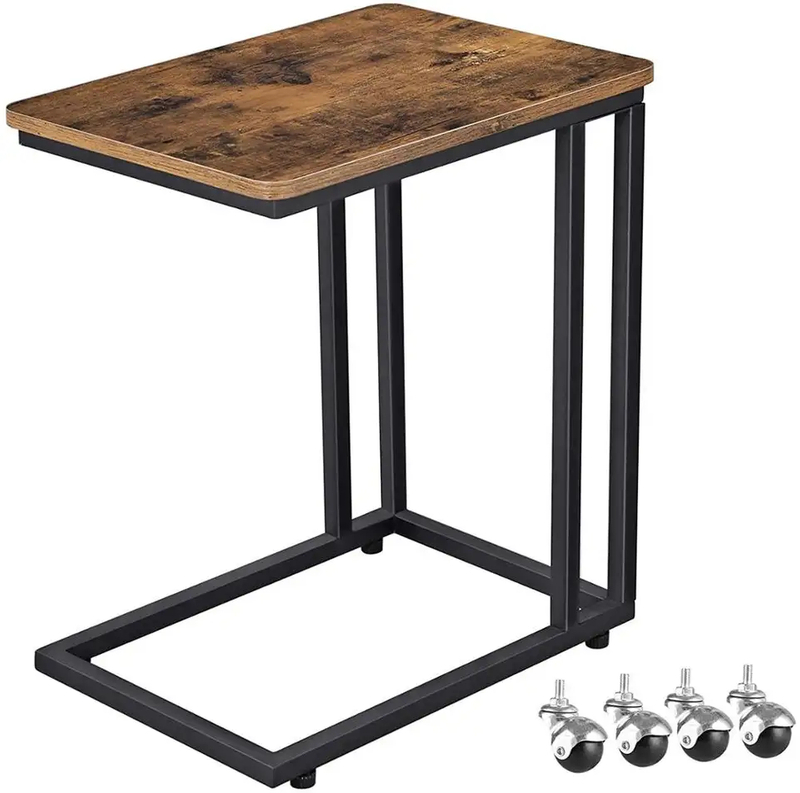 Mobile Sofa Side Table with Casters for Living Room Bedroom Coffee Snack Table