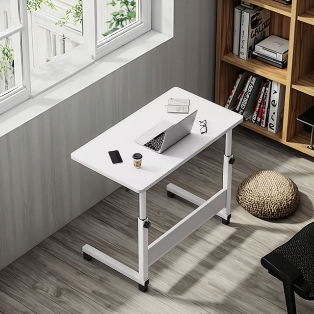 Simple Wooden Folding Desk Height Adjustable Mobile Bedside Computer Desk for Home Office