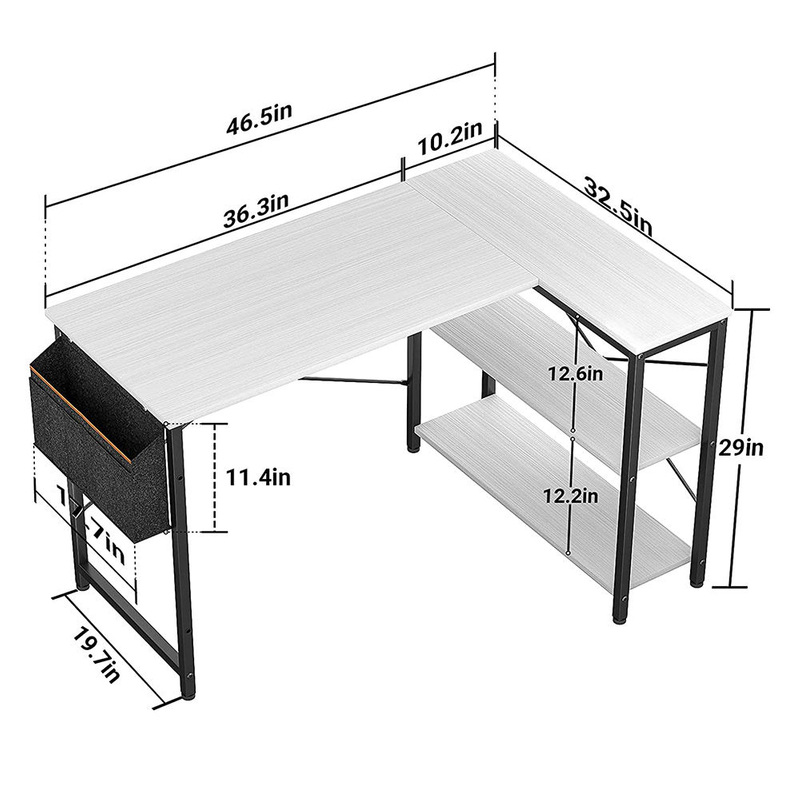 Luxury White Wooden L-Shaped Home Office Desk Modern Design Computer Laptop Study Desk