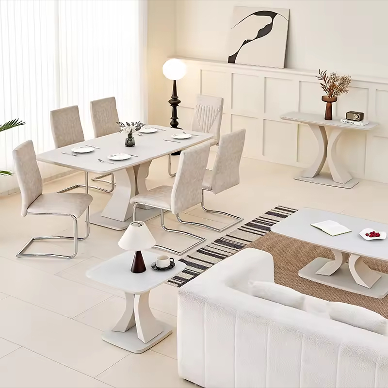 Nordic Luxury Dining Table Set with 6 Chairs for Living Room