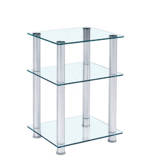 Tempered Glass Aluminum Tube Side Table End Table TV Stand