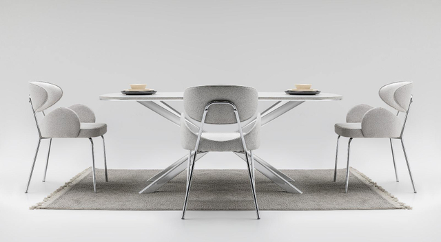 Modern Stainless Steel Dining Set 1 Table 6 Chairs with Fixed Desk Villa Living Room 2Y Warranty