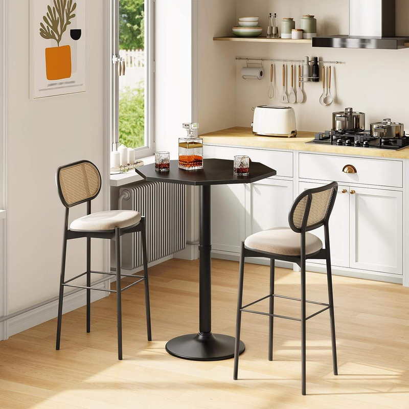 Black Modern Octagonal Bar Table Sturdy Metal Base Non-Foldable for Kitchen Living Room 分享