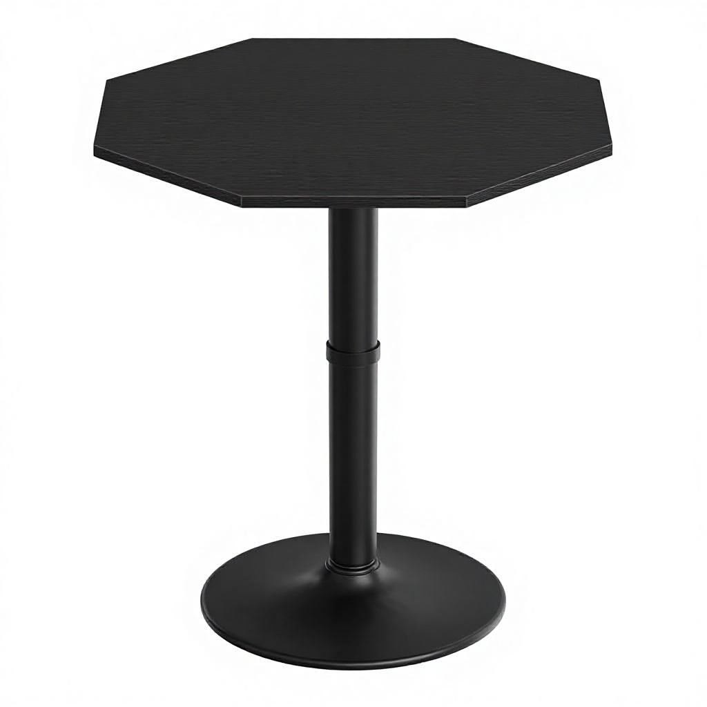 Black Modern Octagonal Bar Table Sturdy Metal Base Non-Foldable for Kitchen Living Room 分享
