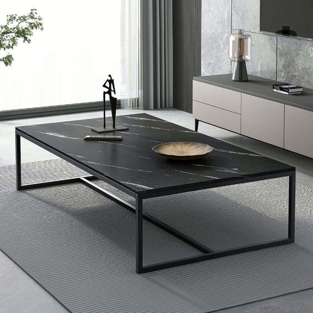 Hot Selling Nordic Modern Luxury Rectangular Metal Frame Coffee Side Table Set