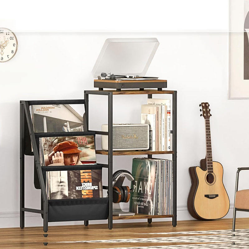 Steel Wood Vinyl Record CD Magazine Storage Rack For Home Living Room 分享