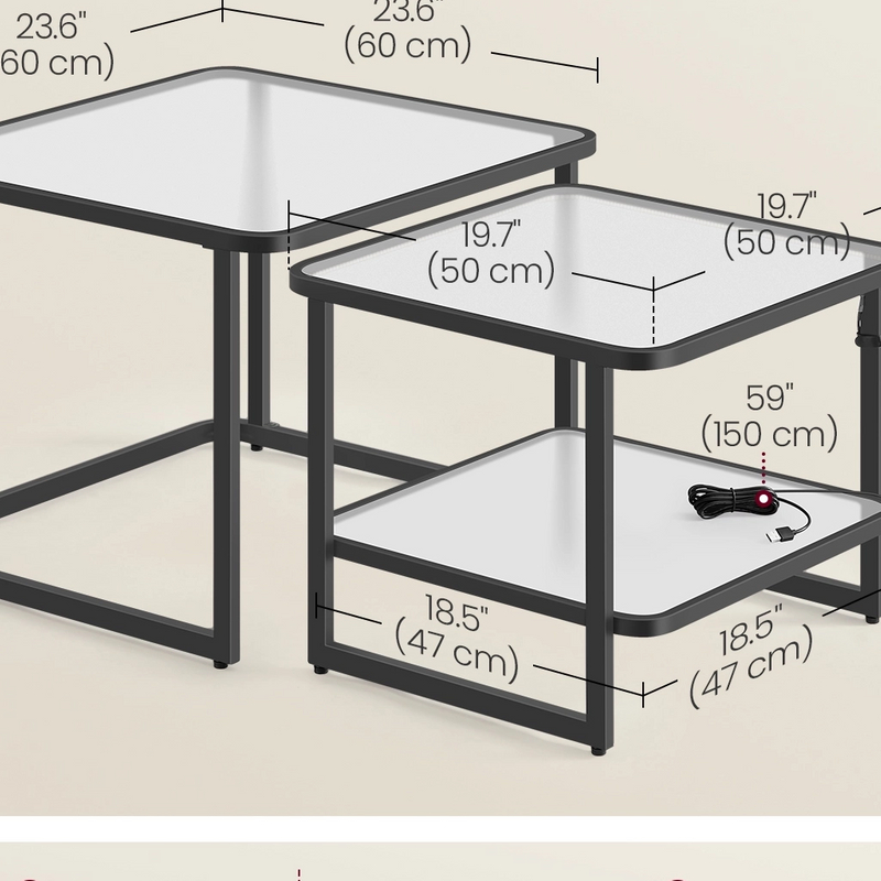 Duo-Layer Grid Glass Coffee Table