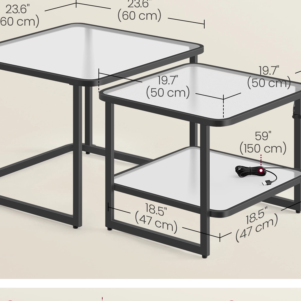 Duo-Layer Grid Glass Coffee Table