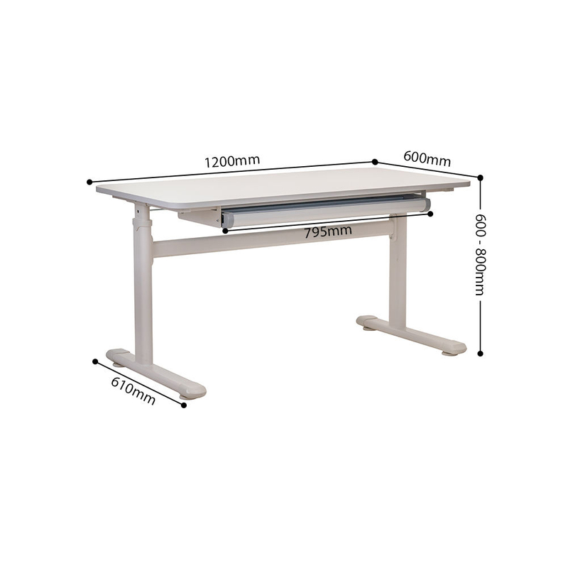 Popular White Minimalist Height Adjustable Electric Computer Desk with Drawer Iron Home School Study