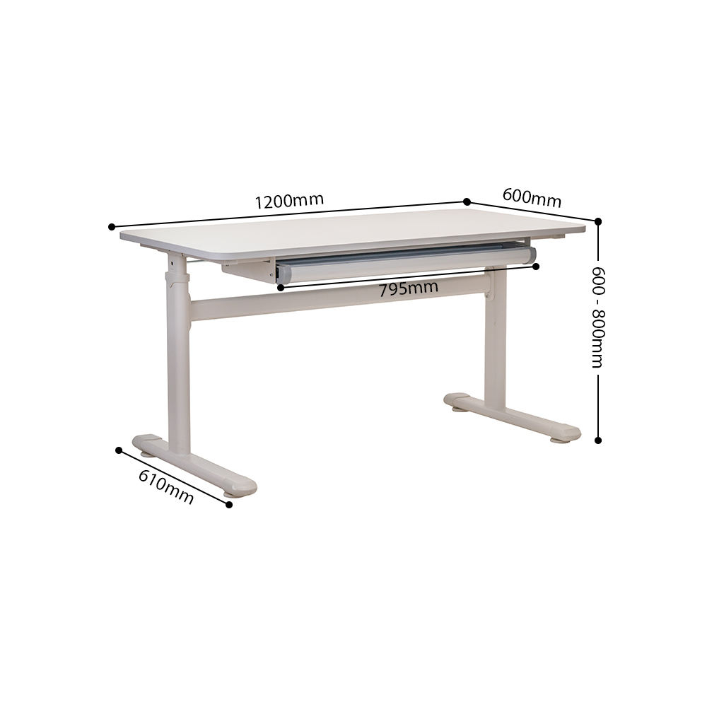 Popular White Minimalist Height Adjustable Electric Computer Desk with Drawer Iron Home School Study