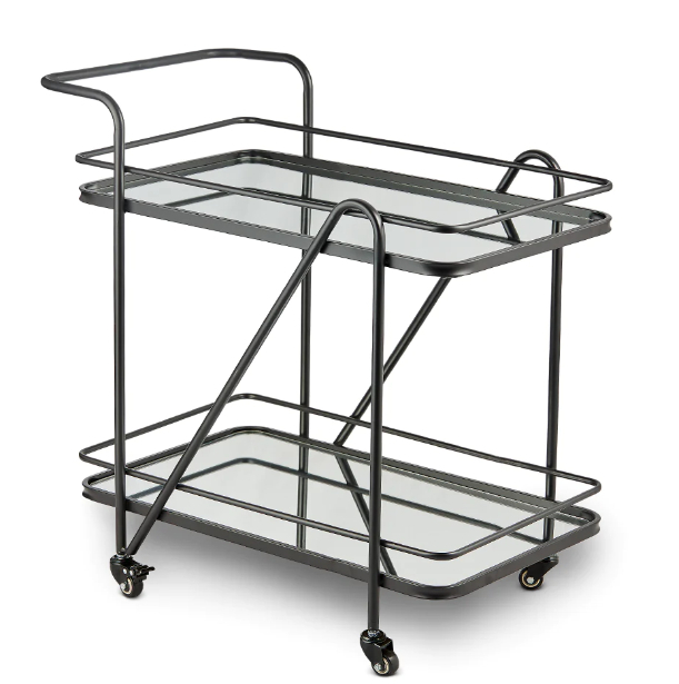 Factory Direct 2-Tier Luxury Mirror Coffee & Beverage Service Cart for Hotel Modern Removable