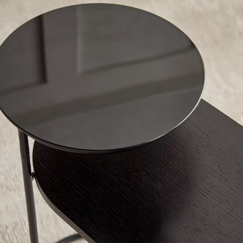 Hot Selling Modern Black Metal Frame Side Table with Luxury Black Marble Top 分享