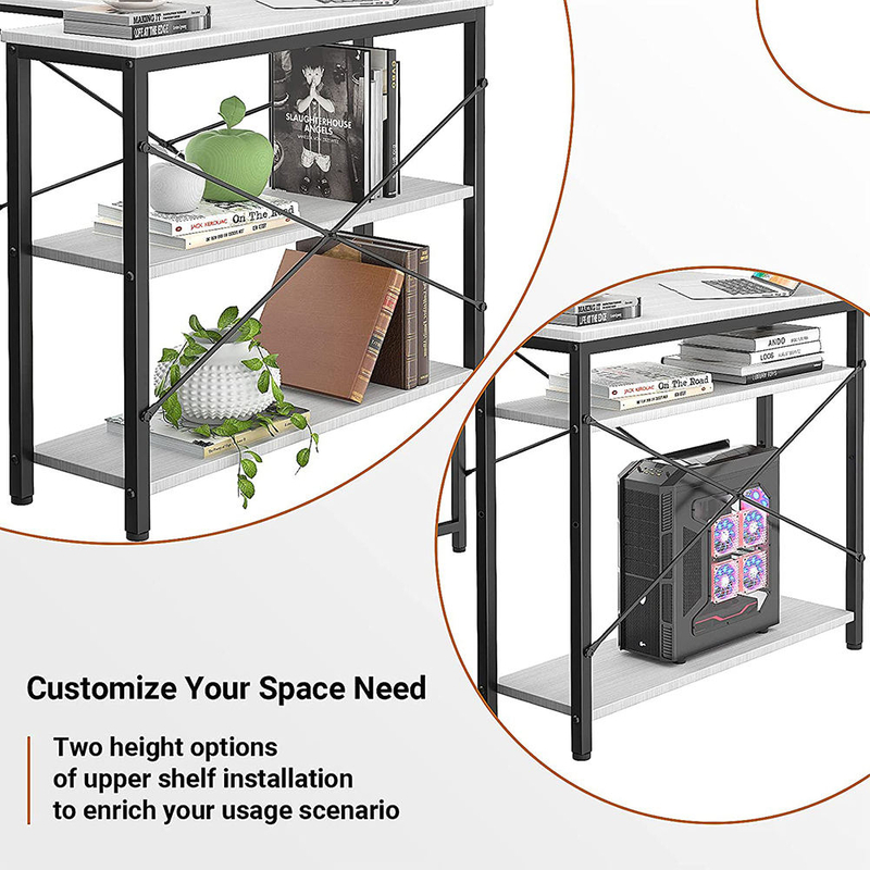 Luxury White Wooden L-Shaped Home Office Desk Modern Design Computer Laptop Study Desk