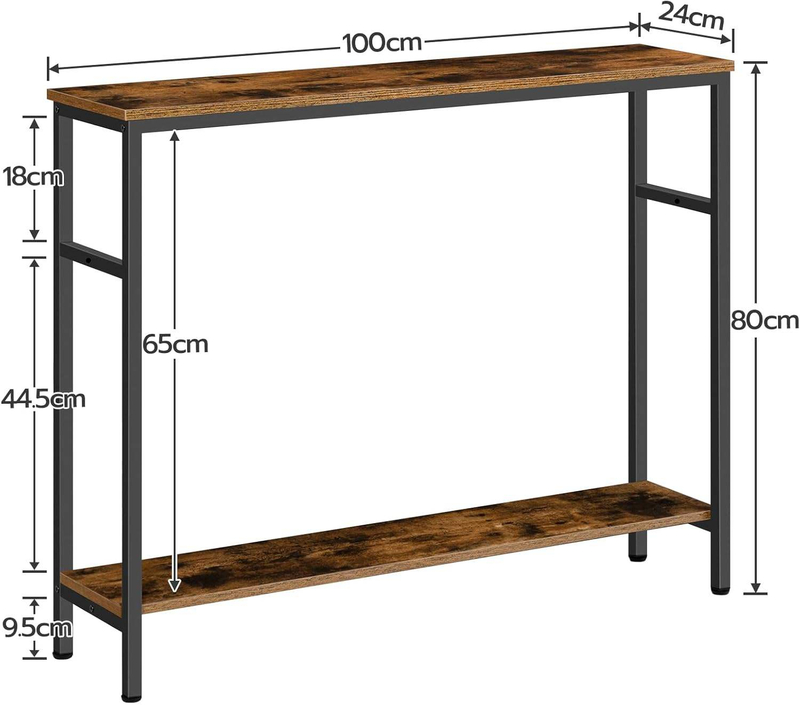 Modern Ultra-Thin Console Table with Adjustable Shelves Wooden Side Wide