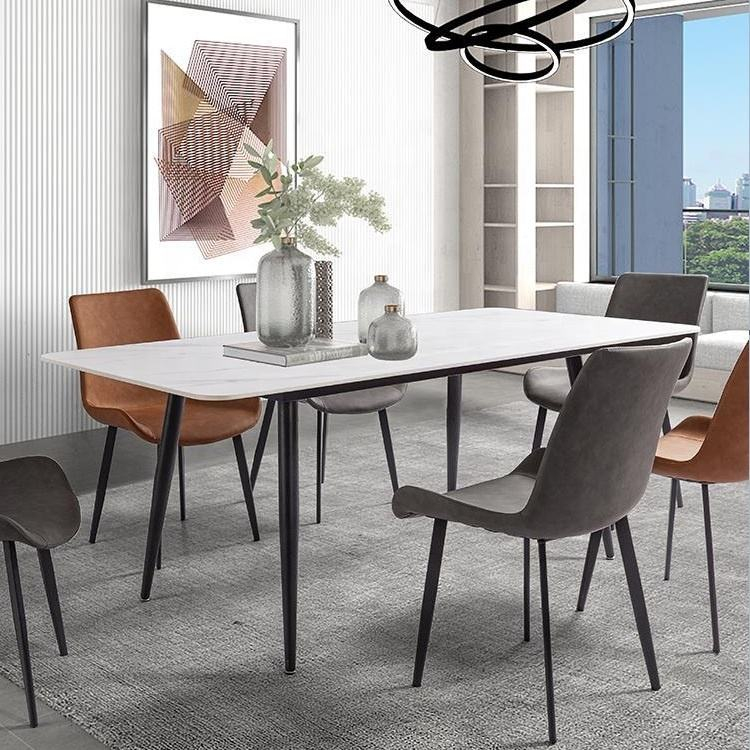 Durable PU Leather Dining Chair Sturdy Metal Frame Comfortable Restaurant Cafe Seat