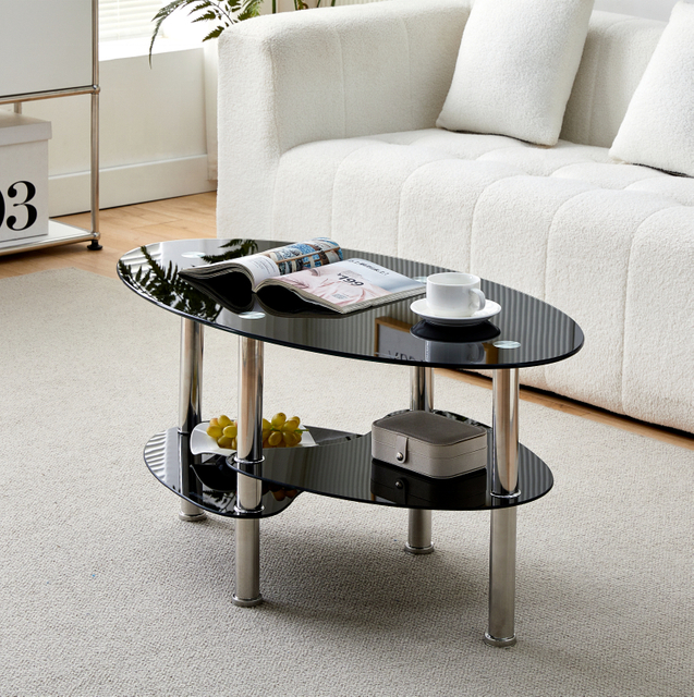 Modern Gold Metal Round Tempered Glass Coffee Table Living Room Home Furniture