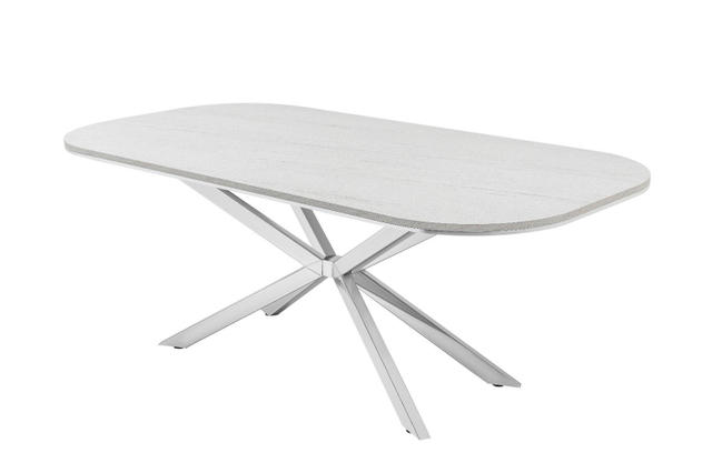 Modern Stainless Steel Dining Set 1 Table 6 Chairs with Fixed Desk Villa Living Room 2Y Warranty