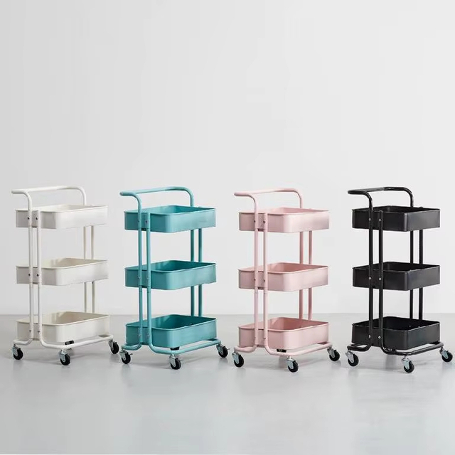 3&4-Tier Manicure Storage Cart Metal Rolling Trolley With Locking Wheels For Salon