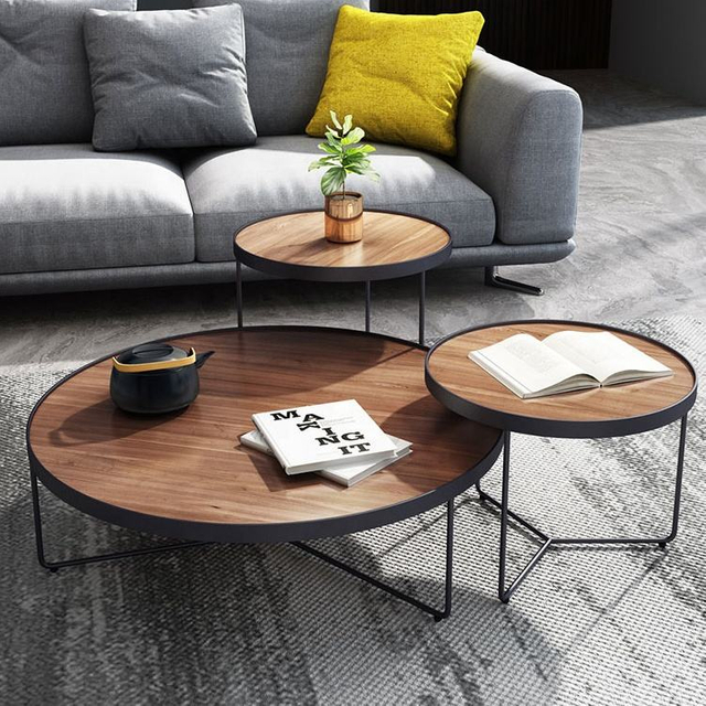 Minimalist Small Wooden Coffee Table for Apartment Living Room