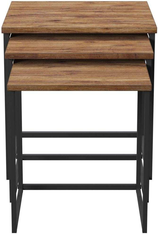 Premium Mango Wood Top Nesting Tables Industrial Living Room Furniture