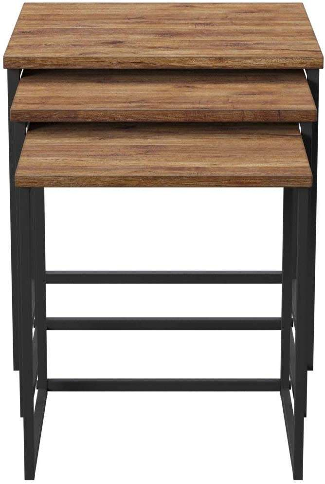 Premium Mango Wood Top Nesting Tables Industrial Living Room Furniture