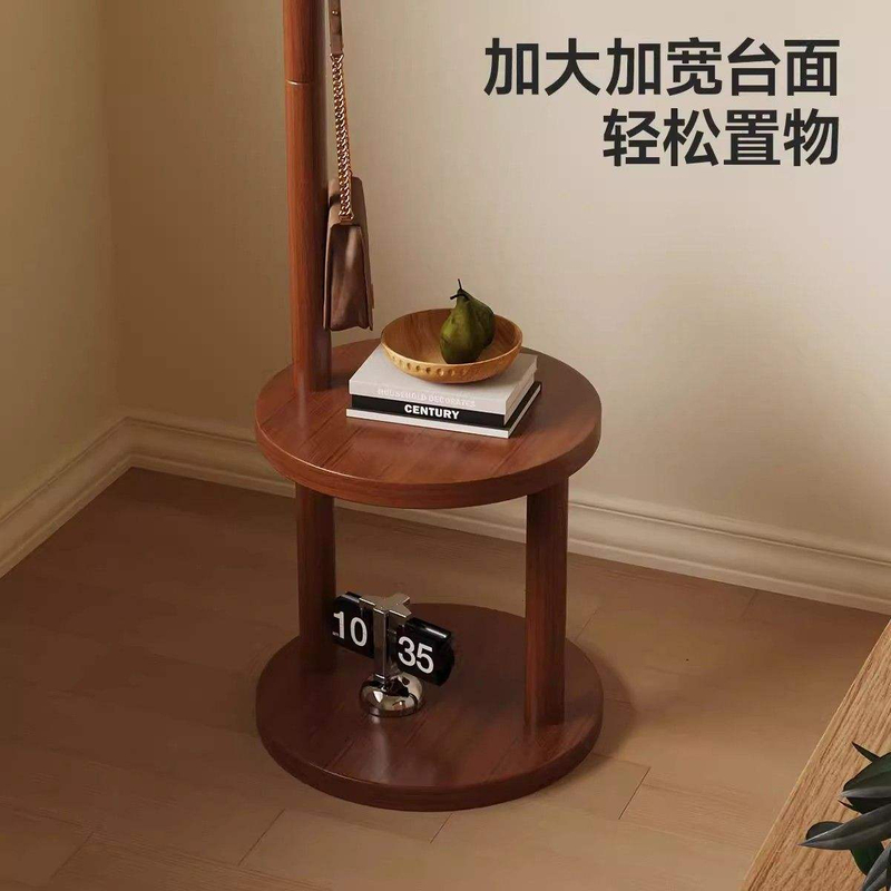Nordic Style Solid Wood Floor Coat Rack Space-Saving for Living Room Bedroom Home